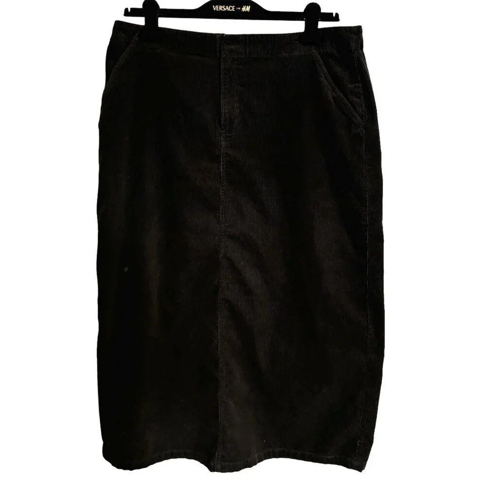 Cherokee Corduroy Maxi Skirt Size 18 Black Whimsigoth Goth Witchy Y2K 90s Grunge
